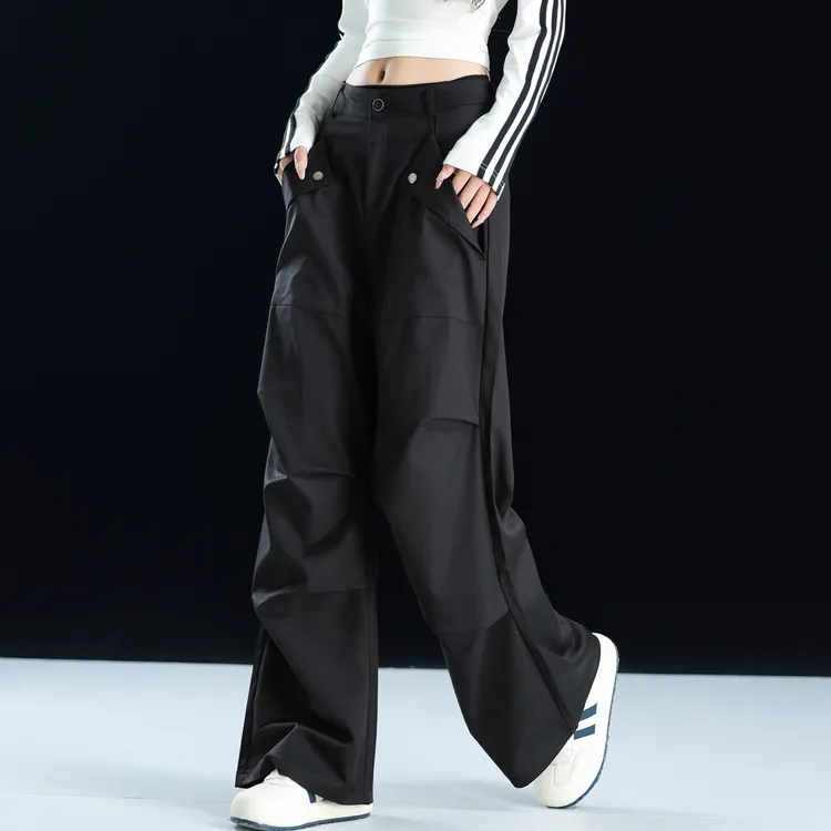 黑色工装裤女款爆款2025新款阔腿裤高腰时尚流行直筒裤子宽松潮款