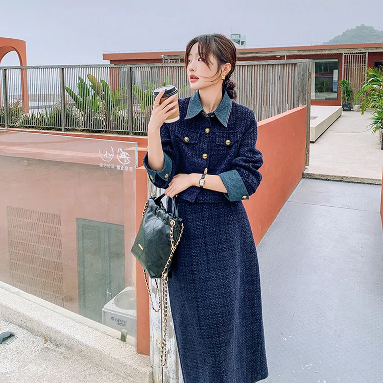 温柔系气质穿搭一整套高级感女2025春季新款小香风外套半身裙套装