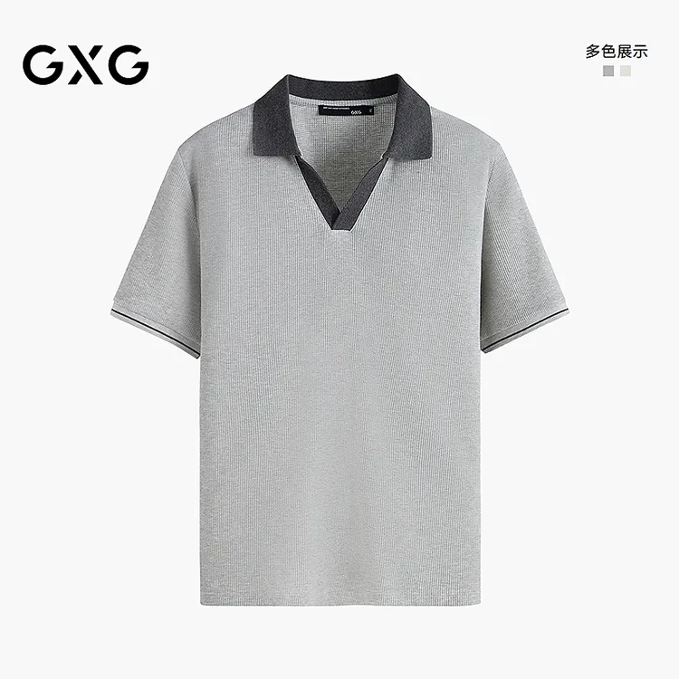 GXG男装 合体肌理面料休闲POLO衫男短袖 2026新品夏季#G26D242108