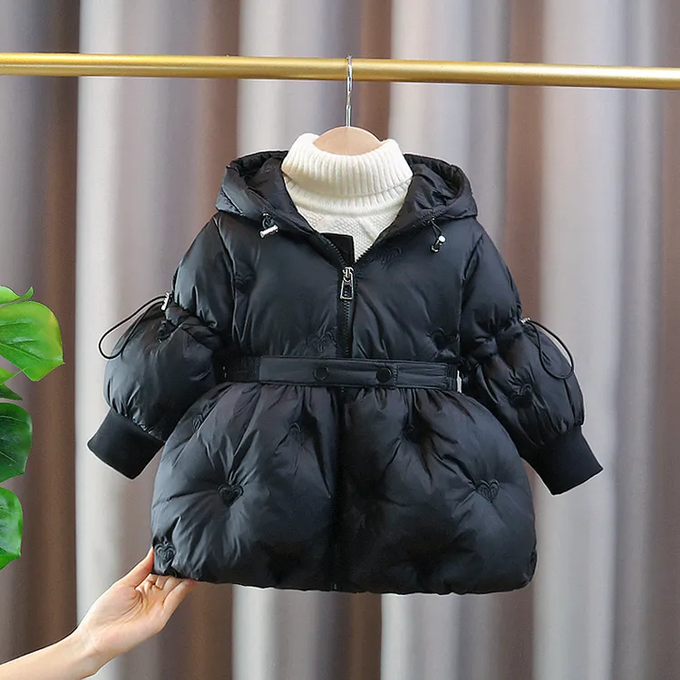 女宝宝棉服秋冬收腰款韩版加厚儿童冬棉袄外套中长款保暖洋气小童