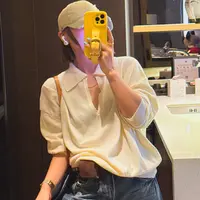 张小萱-2025韩版秋冬新款小V翻领小众时尚老钱味针织长袖打底