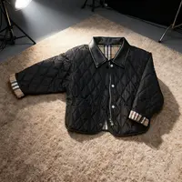百搭风格子简约常规棉服棉袄短款时尚韩版男童