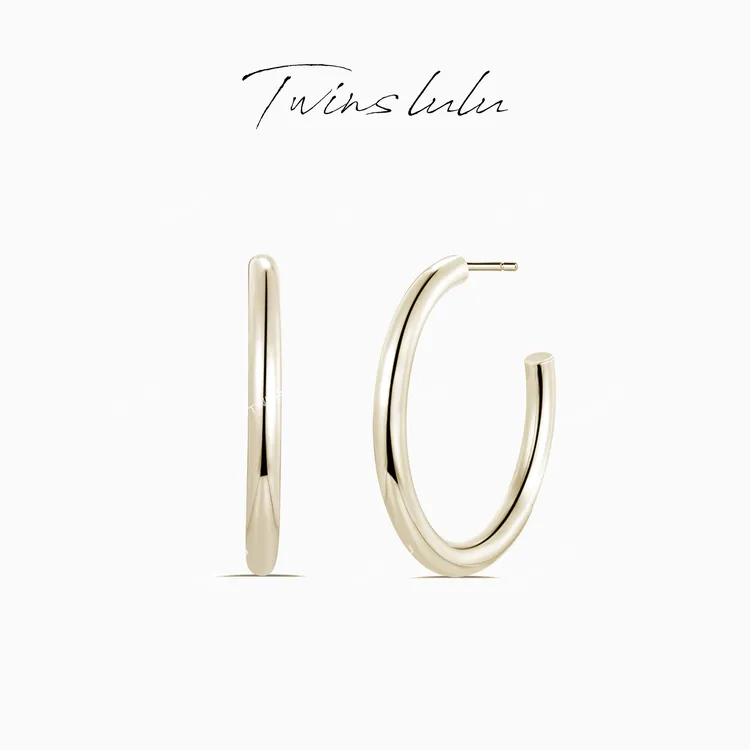 TWINS LULU 镀K金 许妍同款百搭极简休闲风个性圈圈耳环TSL1459