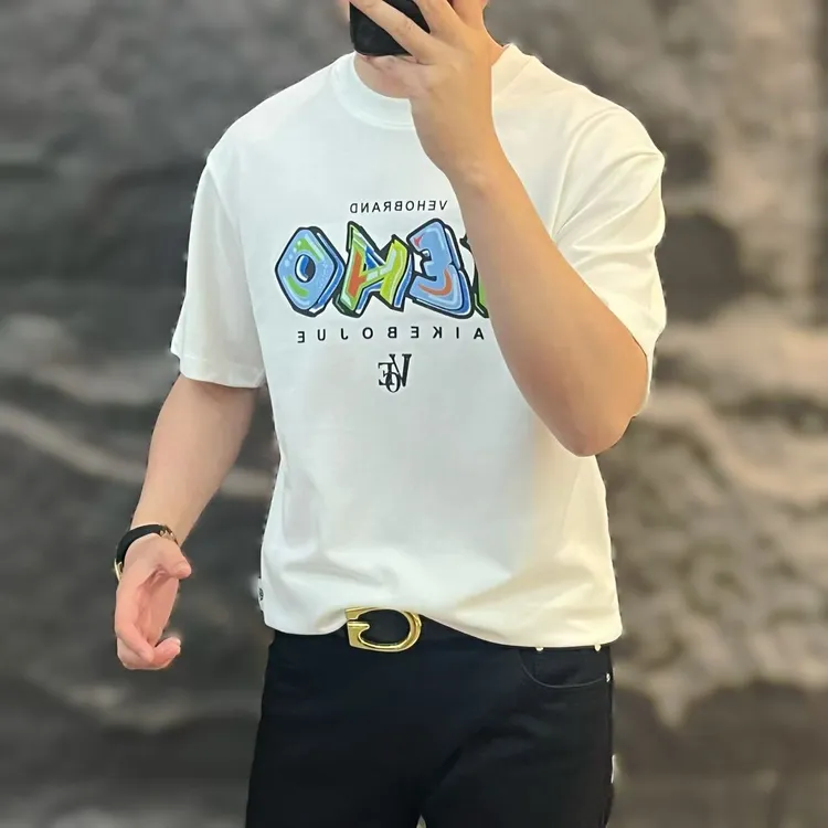 新款高端男士潮流百搭个性字母图案休闲短袖T恤MH11212