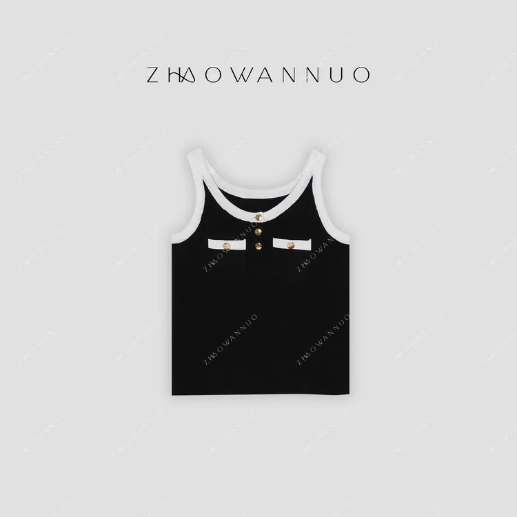 ZHAO WANNUO 丨25夏季新款撞色双口袋高级感显瘦背心NC0803