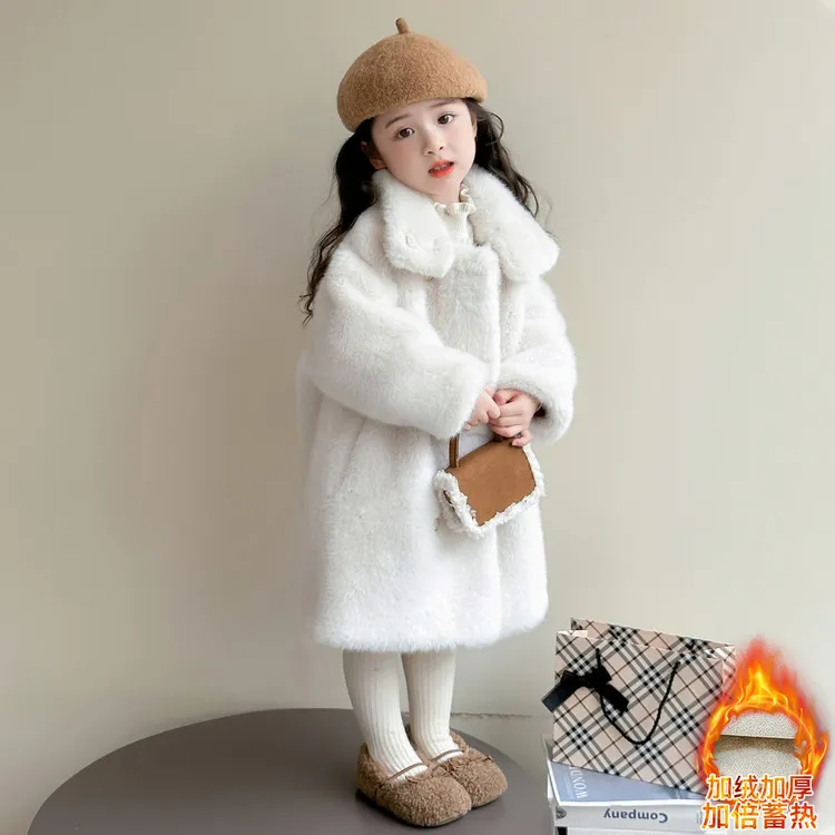 女童皮草秋冬2025新款儿童冬季洋气宝宝加绒加厚大衣时髦冬装外套