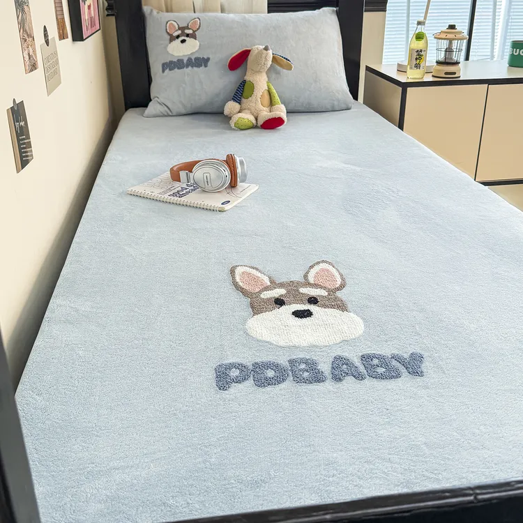 宿舍专用牛奶绒床笠90x190秋冬加厚加绒床垫套学生单人保暖褥子套