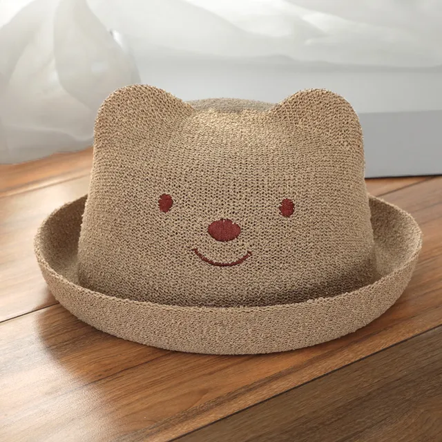 婴儿帽春季儿童太阳帽夏季透气盆帽熊太阳帽男女婴儿渔夫帽新潮