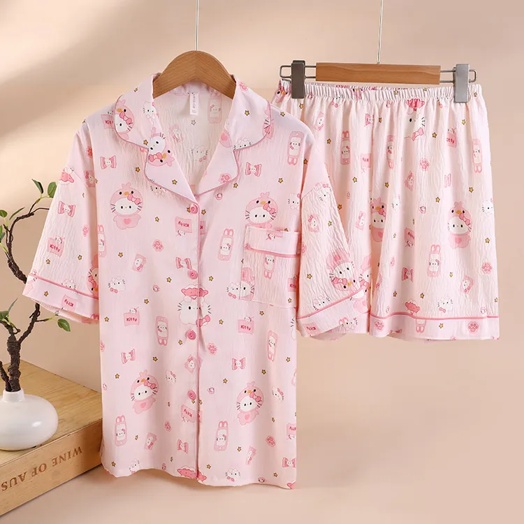 【博主专属价格】夏季睡衣女大码胖mm云朵棉甜美可爱家居服套装女