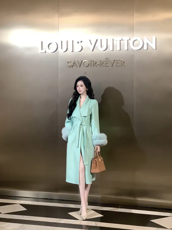 【雅乔定制】半岛弥音 袖口狐狸毛双面羊毛大衣外套女DYHH-25092059