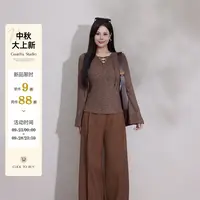【秋日开场】蛋妹大码女装微胖秋季V领设计俏皮与性感上衣DM33061