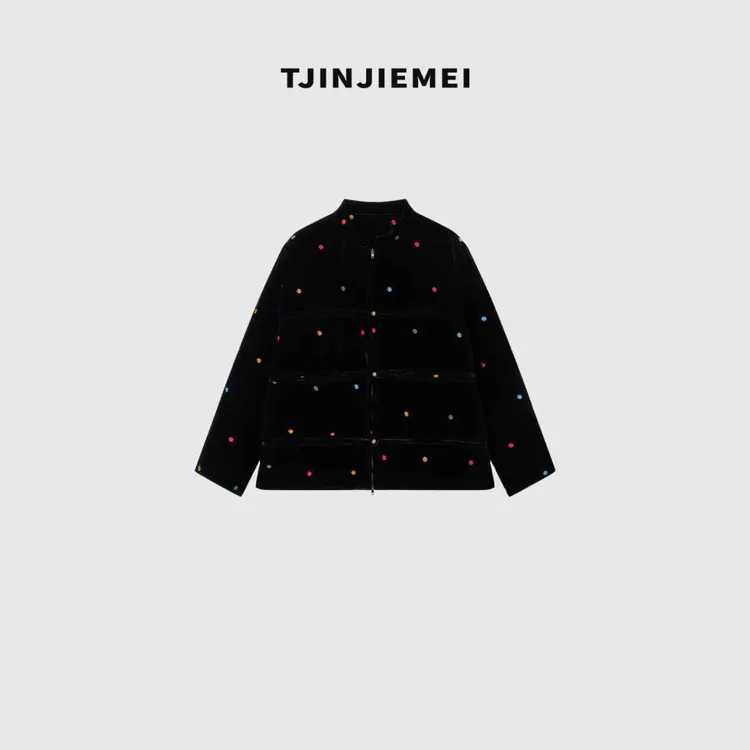 T井姐妹【四叶草】设计感真丝丝绒刺绣精致气质羽绒服ERF2510-TJ561