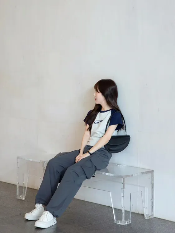 2025夏季新款美式复古插色正肩短袖t恤设计感修身上衣百搭工装裤