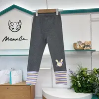 MOMOCO女童秋季儿童休闲柔软拼接螺纹裤脚打底裤77730360002