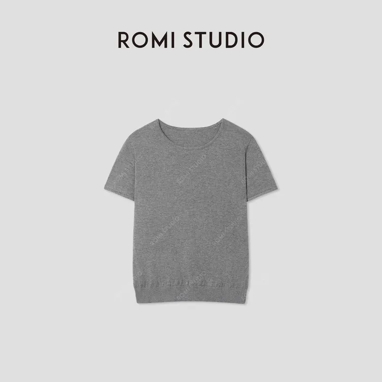 ROMI STUDIO"简约舒适"山羊绒棉混纺亲肤软糯毛织短袖RWCRSM1875