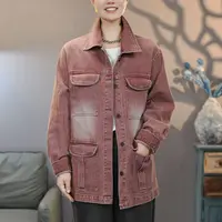 8925铁锈红女士水洗牛仔外套2025新款百搭上衣显瘦牛仔风衣潮流