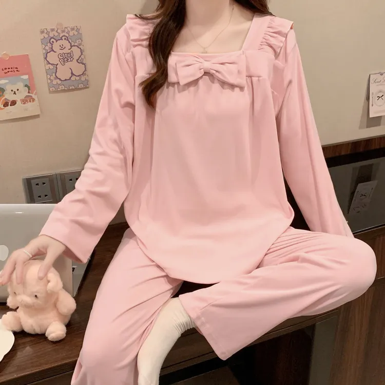 德绒睡衣女秋冬季新款双面磨毛保暖甜美宽松大码可外穿家居服套装