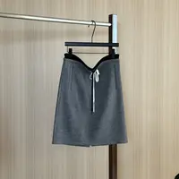 WMM设计感拼接抽绳半身裙2025秋冬新款休闲中裙撞色