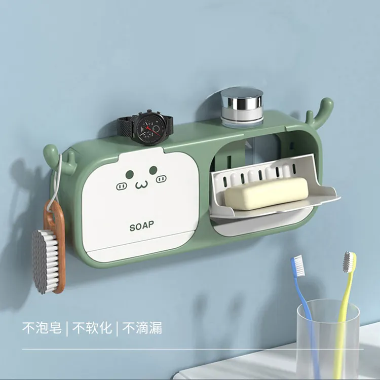 香皂盒带盖免打孔创意肥皂盒沥水卫生间壁挂学生宿舍双层肥皂盒架