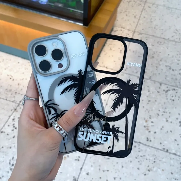 ins轻奢椰树适用iPhone17promax磁吸手机壳15/16pro苹果12/13mini