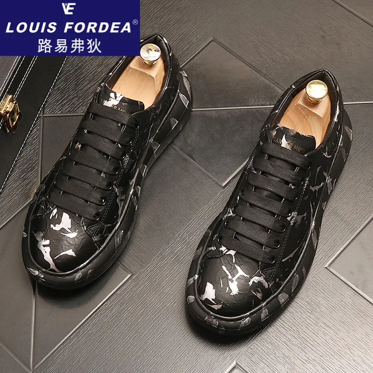 Louis Fordea/路易弗狄内增高男鞋厚底松糕鞋透气潮鞋百搭休闲鞋