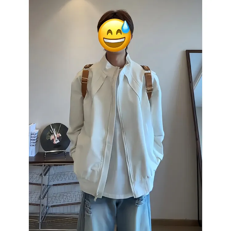 美式解构飞行员夹克男秋季cleanfit短款工装外套高级感立领棒球服