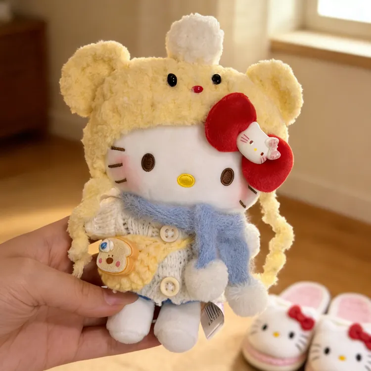 【冬季新款】正版HelloKitty黄油小熊头套包包挂件毛绒玩偶礼物女生
