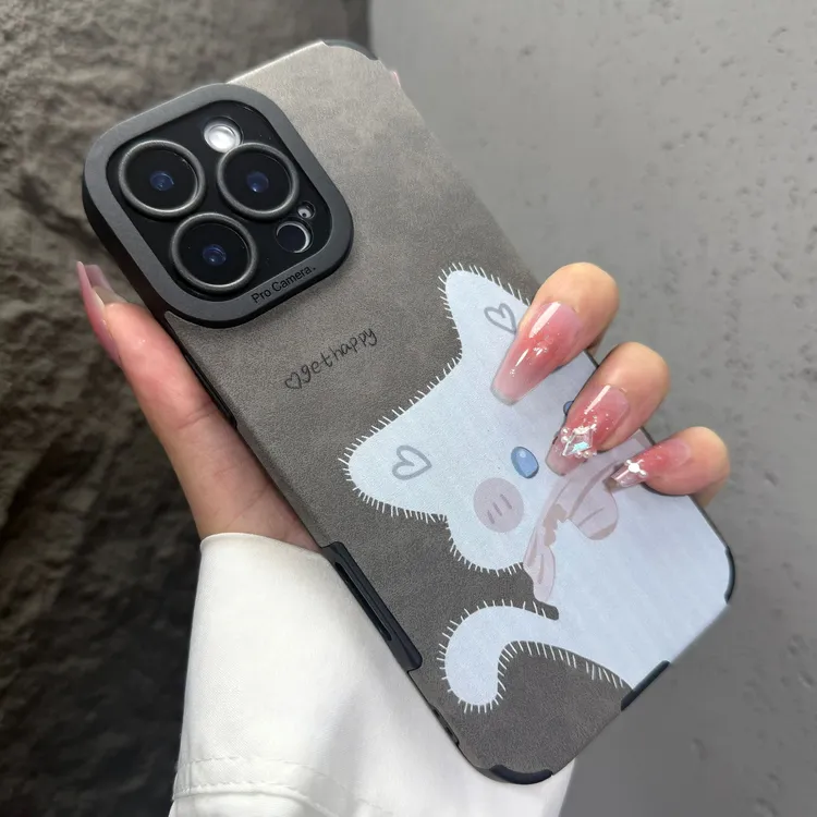 甜心小黑猫适用苹果16ProMax手机壳iPhone15情侣14皮质13男女保护