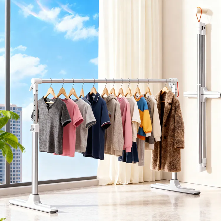 优勤折叠伸缩飘窗晾衣架升降伸缩杆小型落地阳台家用卧室内不占地