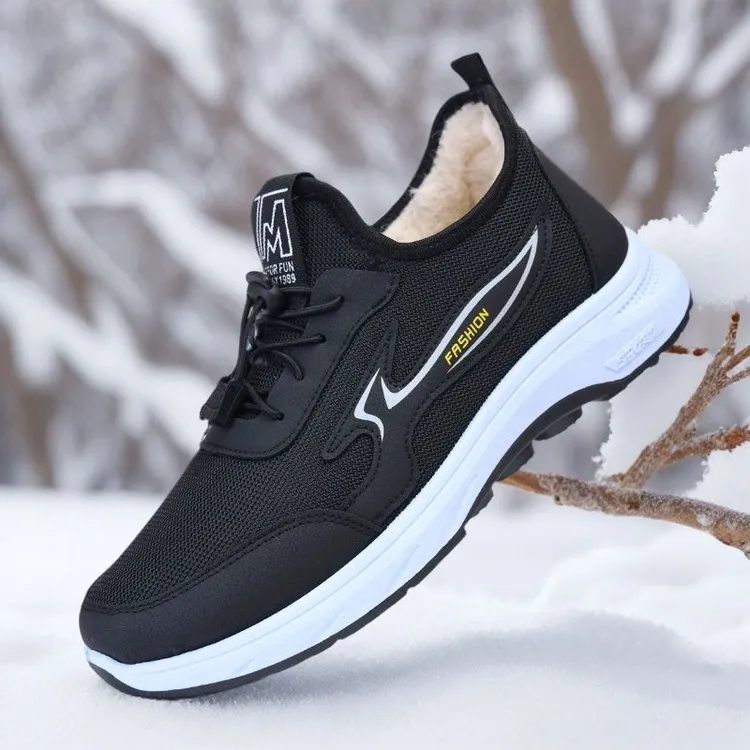 男加绒保暖中老年人加厚健步鞋冬季耐磨棉鞋爸爸防滑棉靴新款