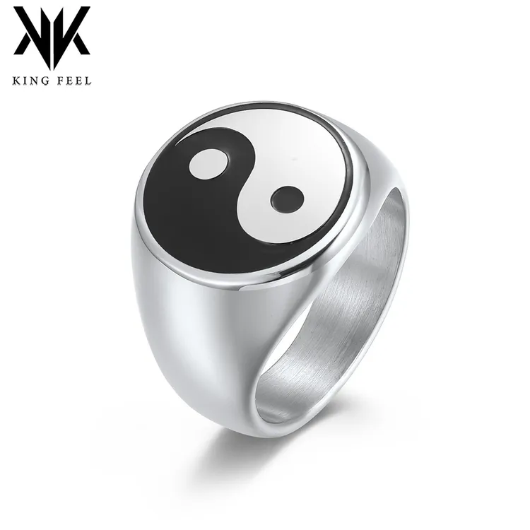 不锈钢塑料戒指太极八卦图钛钢戒指不锈钢男士扳指环手饰品现货