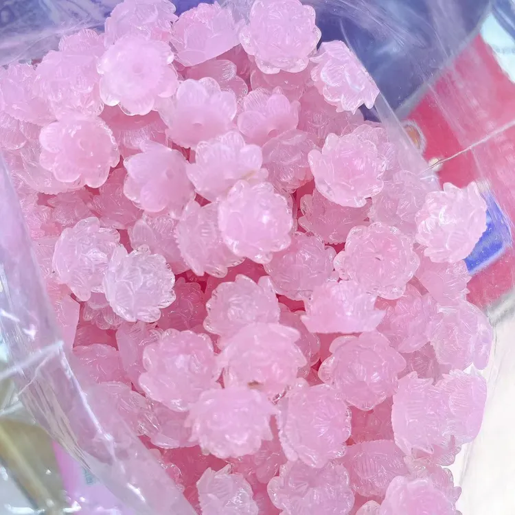 非金属树脂婚庆饰品 夜光石莲花配件时尚手工多彩莲花跑环配件