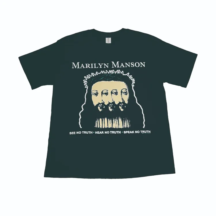 玛丽莲·曼森T恤 BeLIEve 标志 1998 年玛丽莲·曼森vintage短袖