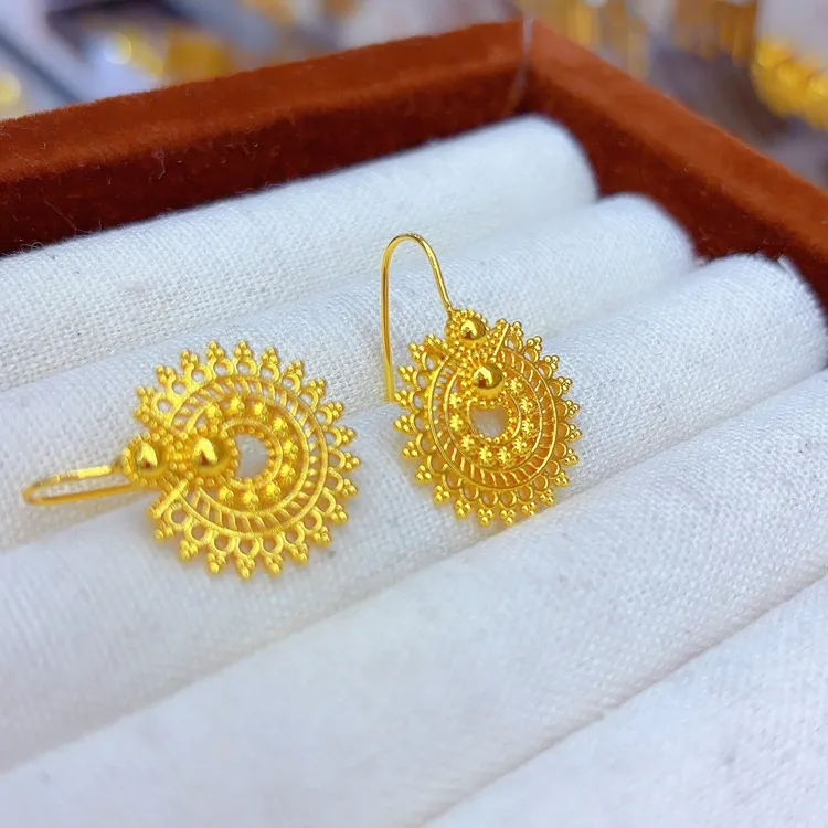 铜合金亚克力耳饰 铜合金耳饰 金色民族风新款耳环简约轻奢百搭