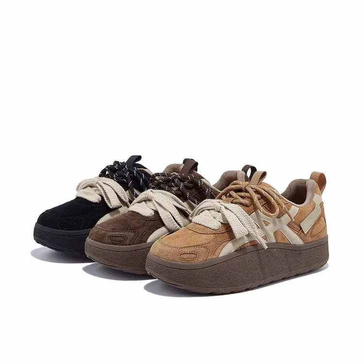 复古厚底德训鞋女2025新款小个子增高加绒保暖百搭休闲板鞋