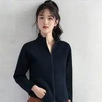 BIZ保暖立领美式女正肩摇粒绒拉链外套