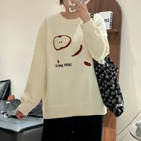 【咔咔】大码秋冬趣味苹果长袖圆领毛衣休闲减龄宽松软糯上衣K0194