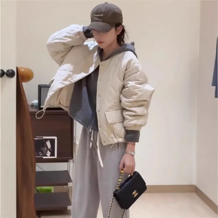 短款夹棉韩版棉服外套女时尚冬季新款宽松高级感小个子轻薄小棉袄