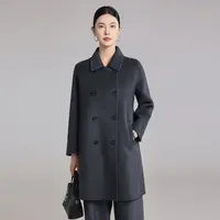 小个子中长款双排扣羊绒大衣