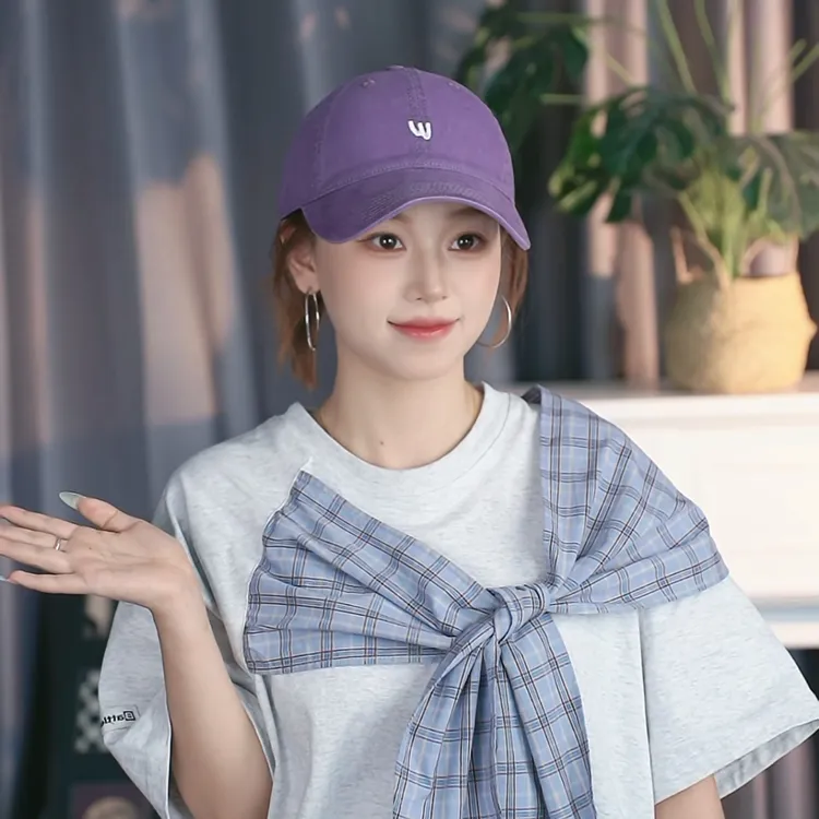 2025秋季新款水洗棉软顶刺绣棒球帽子女休闲百搭字母鸭舌帽情侣
