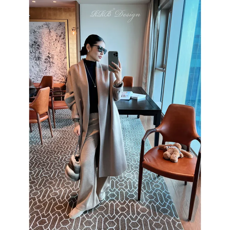 RRB Design「致敬经典」慵懒百搭绵羊毛山羊绒双面呢大衣长款外套