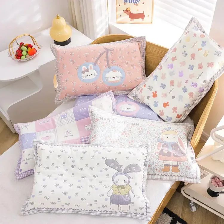 高密纯棉纱布卡通儿童枕套全包宝宝家用全棉加厚枕芯内胆套