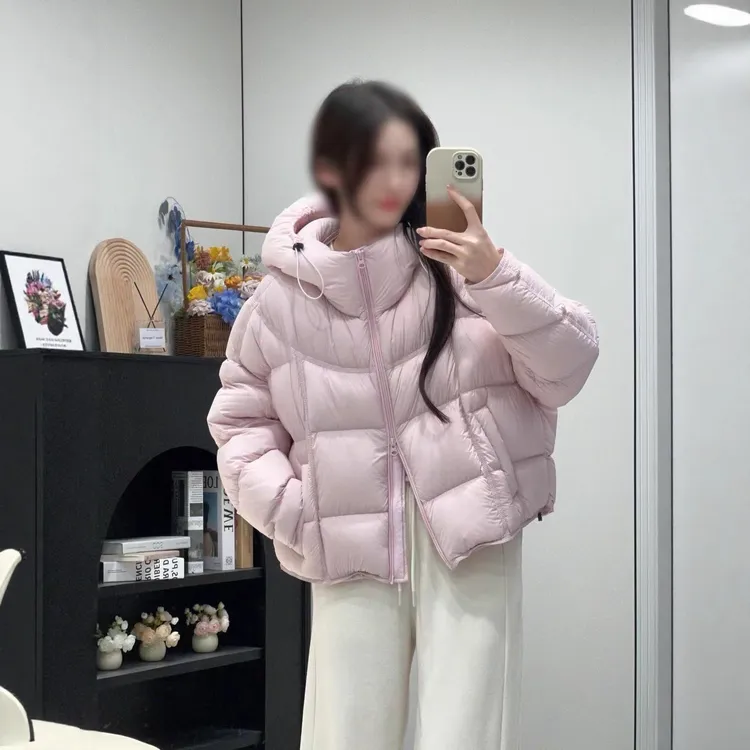 正品泡芙连帽羽绒服女短款2025冬季新款超好看的90白鸭绒外套