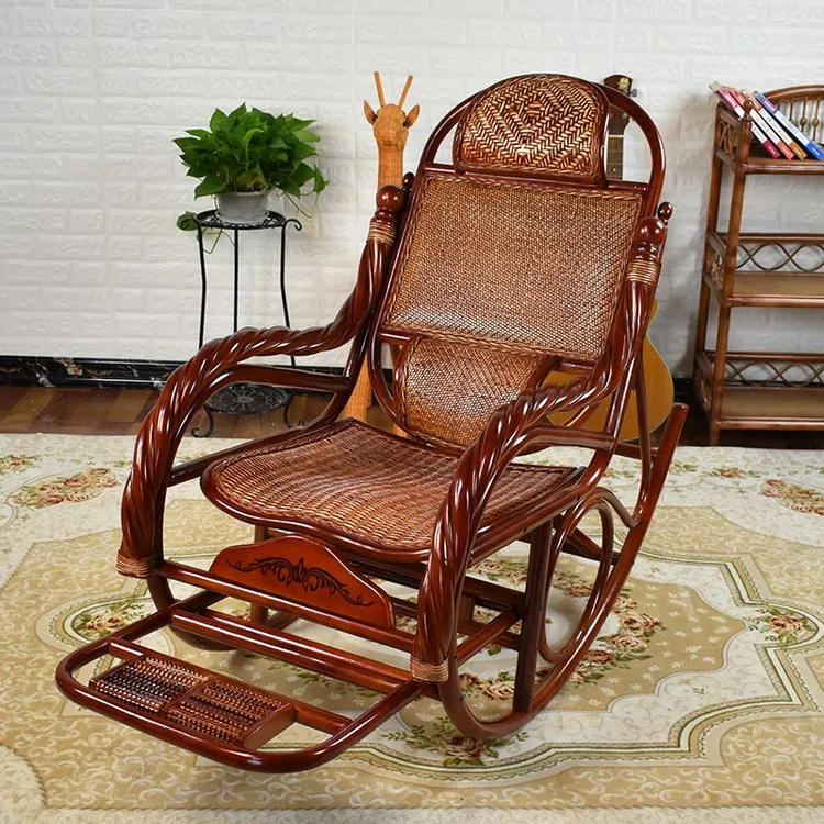 真藤大人双枕摇摇躺椅老人摇椅藤编椅中式休闲阳台躺椅逍遥椅子