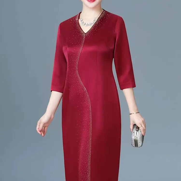 9441-高档气质年轻妈妈结婚宴礼服春季连衣裙大码洋气喜婆婆婚宴