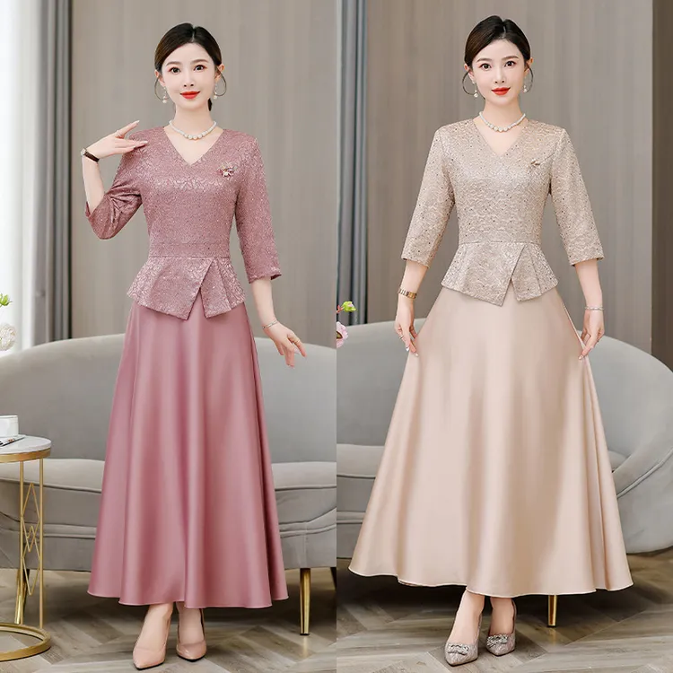 yqwl6933喜婆婆礼服敬酒服2025夏季新款优雅气质绣花修身连衣裙女