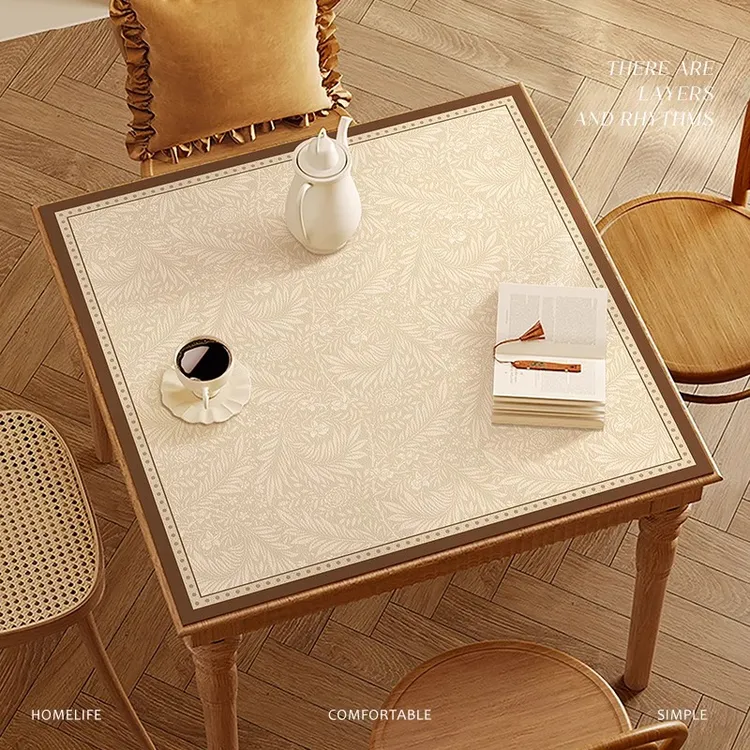 轻奢高级感正方形餐桌垫桌布防水防油免洗防烫茶几垫桌面保护台布