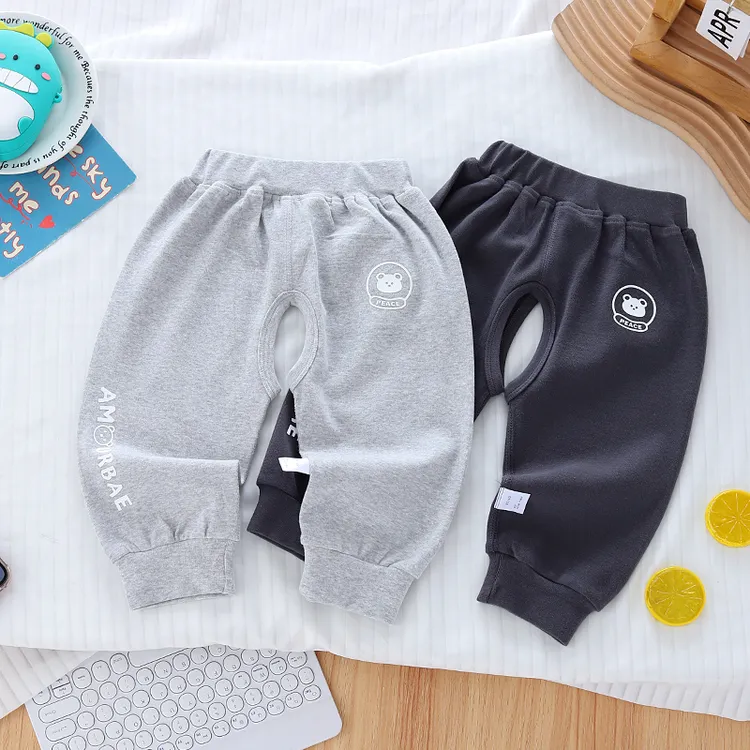 婴儿裤子春秋季纯棉外穿男女宝宝开裆裤小月龄婴幼儿春装分体长裤