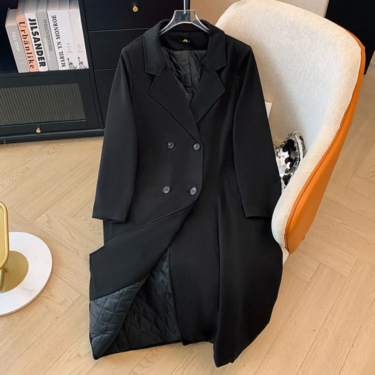 特大码定制~【夜幕流星】300斤女装胖mm显瘦秋冬款休闲中长大衣外套