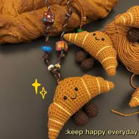 非金属布艺项链 YUECHI·ins风原创手工编织趣味牛角包项链包挂链